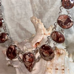 Mexican Bird Eye Jasper exotic gemstone cluster necklace